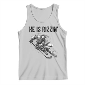 Funny Christian Ice Hockey Lover Gift Tank Top He Is Rizzin TS12 Ash Print Your Wear