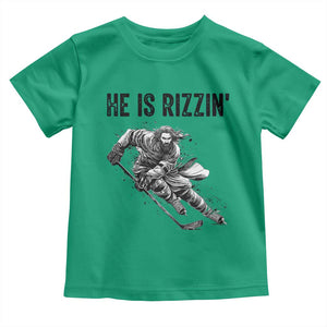 Funny Christian Ice Hockey Lover Gift Toddler T Shirt He Is Rizzin TS12 Irish Green Print Your Wear