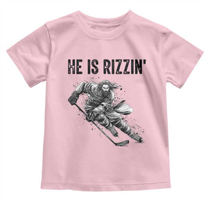 Funny Christian Ice Hockey Lover Gift Toddler T Shirt He Is Rizzin TS12 Light Pink Print Your Wear