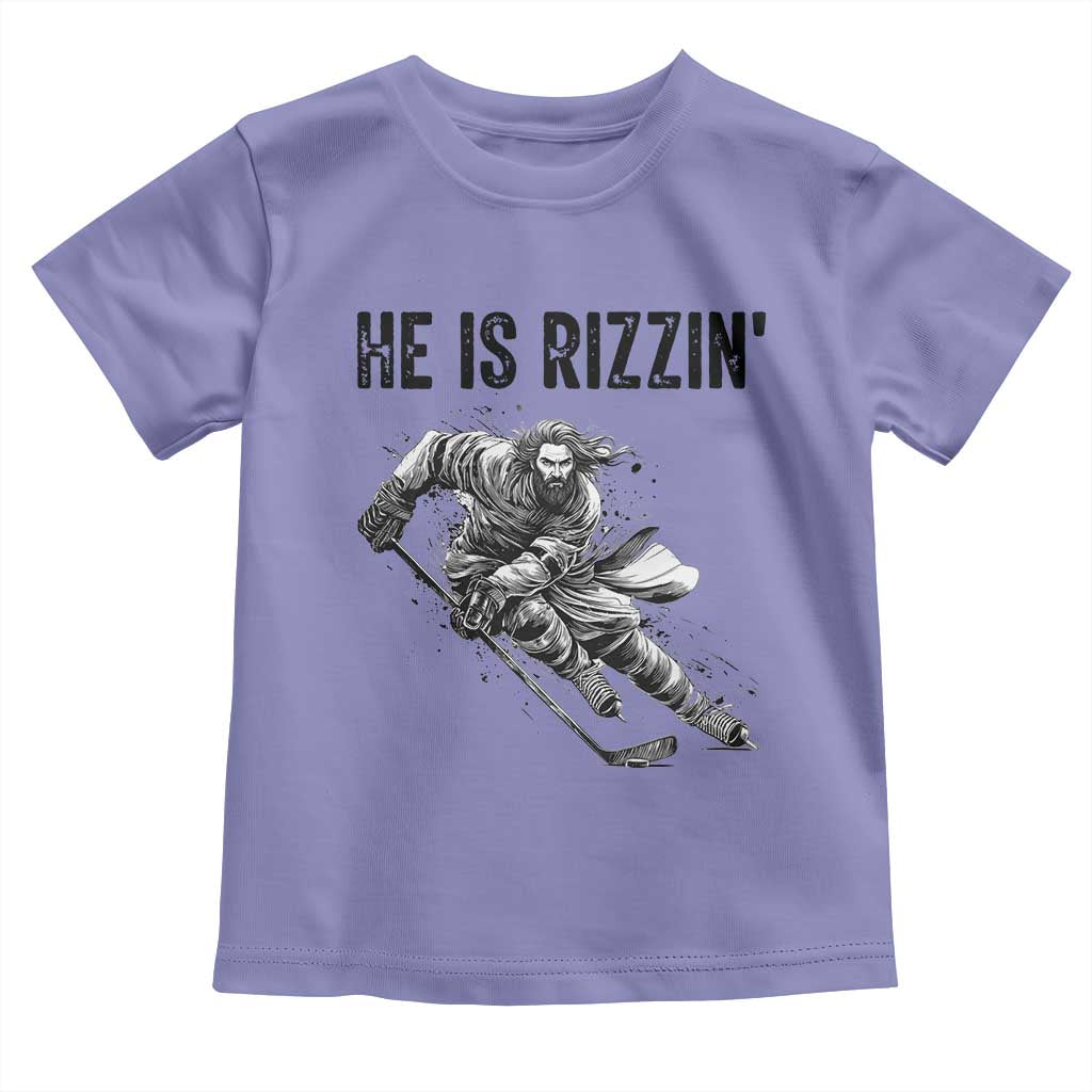 Funny Christian Ice Hockey Lover Gift Toddler T Shirt He Is Rizzin TS12 Violet Print Your Wear