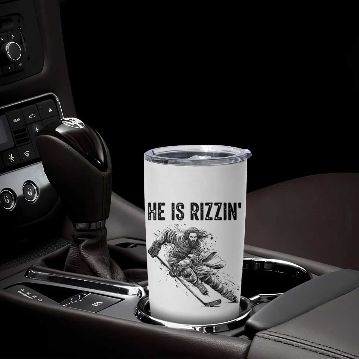 Funny Christian Ice Hockey Lover Gift Tumbler Cup He Is Rizzin TS12 Print Your Wear