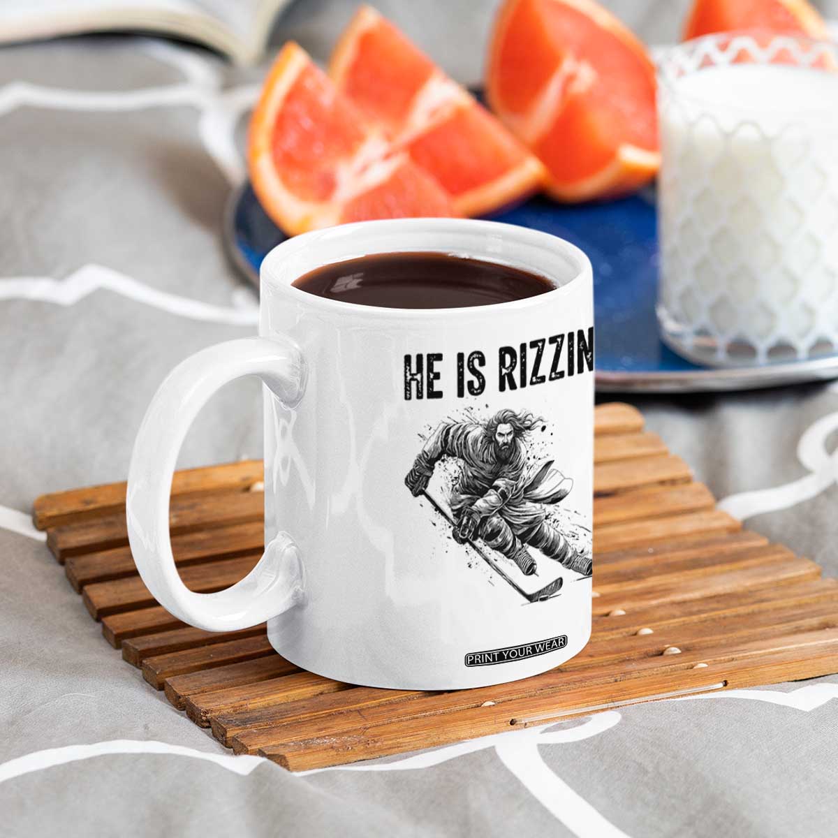 Funny Christian Ice Hockey Lover Gift Coffee Mug He Is Rizzin TS12 Print Your Wear