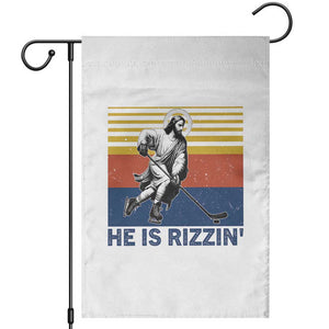 He Is Rizzin Garden Flag Christian Hockey Retro Funny Gift For Believers TS12 White Print Your Wear
