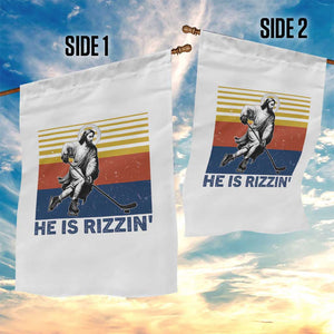 He Is Rizzin Garden Flag Christian Hockey Retro Funny Gift For Believers TS12 Print Your Wear