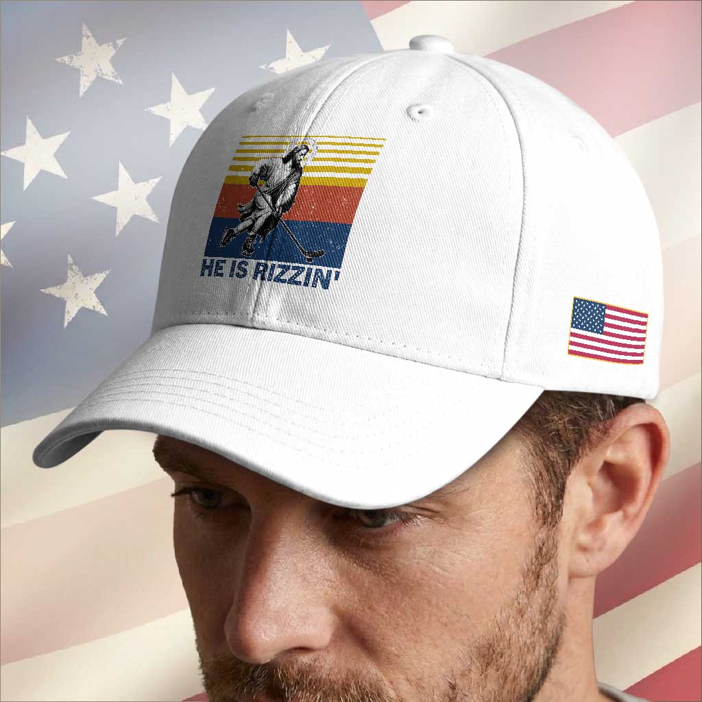 He Is Rizzin Baseball Cap Christian Hockey Retro Funny Gift For Believers TS12 Print Your Wear