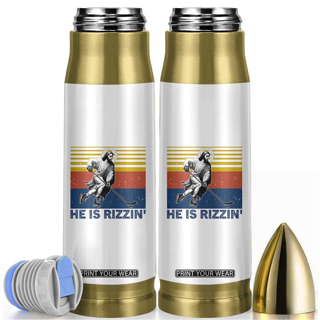 He Is Rizzin Bullet Tumbler Christian Hockey Retro Funny Gift For Believers TS12 White Print Your Wear