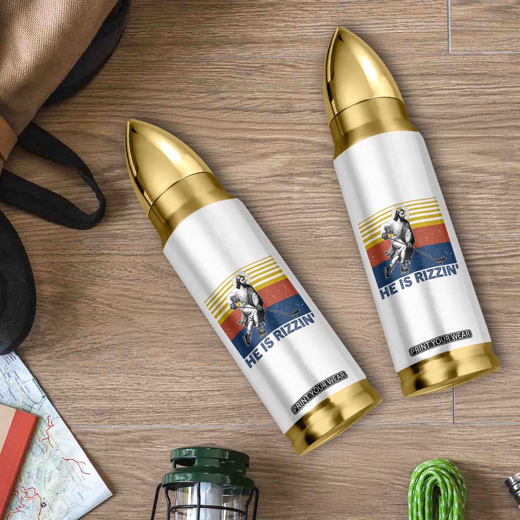 He Is Rizzin Bullet Tumbler Christian Hockey Retro Funny Gift For Believers TS12 Print Your Wear