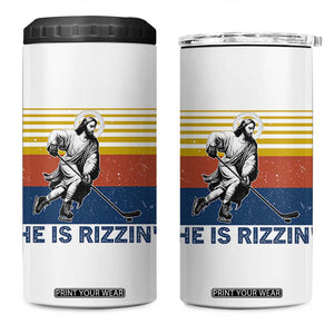 He Is Rizzin 4 in 1 Can Cooler Tumbler Christian Hockey Retro Funny Gift For Believers TS12 One Size: 16 oz White Print Your Wear