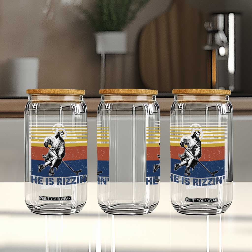 He Is Rizzin Glass Can Christian Hockey Retro Funny Gift For Believers TS12 Print Your Wear