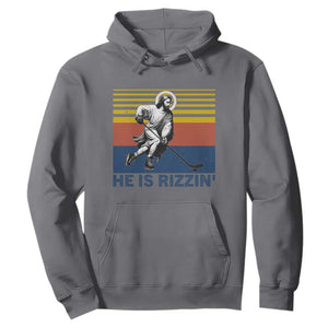 He Is Rizzin Hoodie Christian Hockey Retro Funny Gift For Believers TS12 Charcoal Print Your Wear