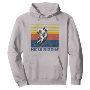 He Is Rizzin Hoodie Christian Hockey Retro Funny Gift For Believers TS12 Ice Gray Print Your Wear
