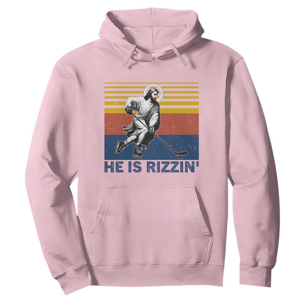 He Is Rizzin Hoodie Christian Hockey Retro Funny Gift For Believers TS12 Light Pink Print Your Wear