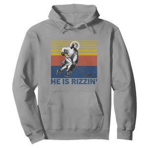 He Is Rizzin Hoodie Christian Hockey Retro Funny Gift For Believers TS12 Sport Gray Print Your Wear