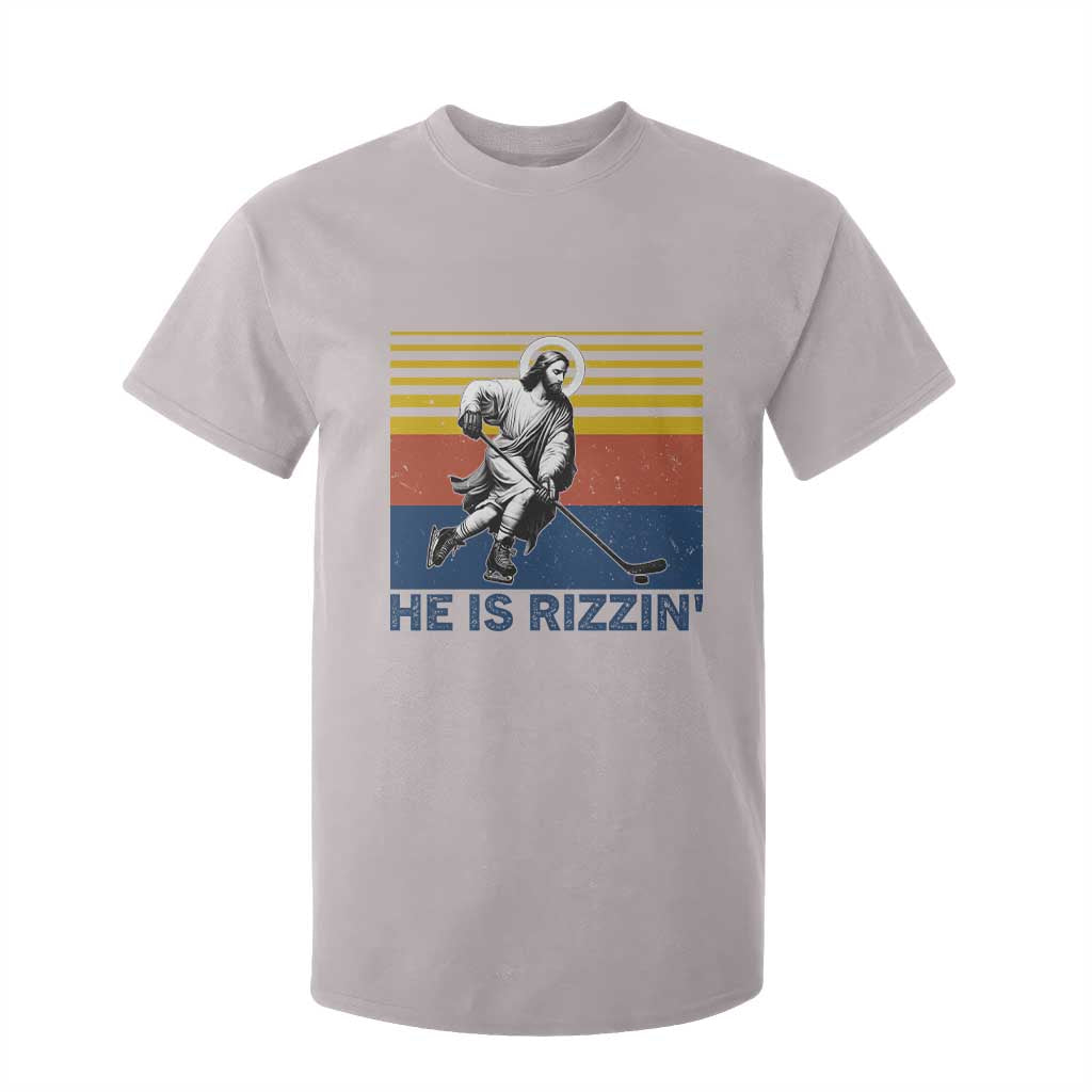 He Is Rizzin T Shirt For Kid Christian Hockey Retro Funny Gift For Believers TS12 Ice Gray Print Your Wear