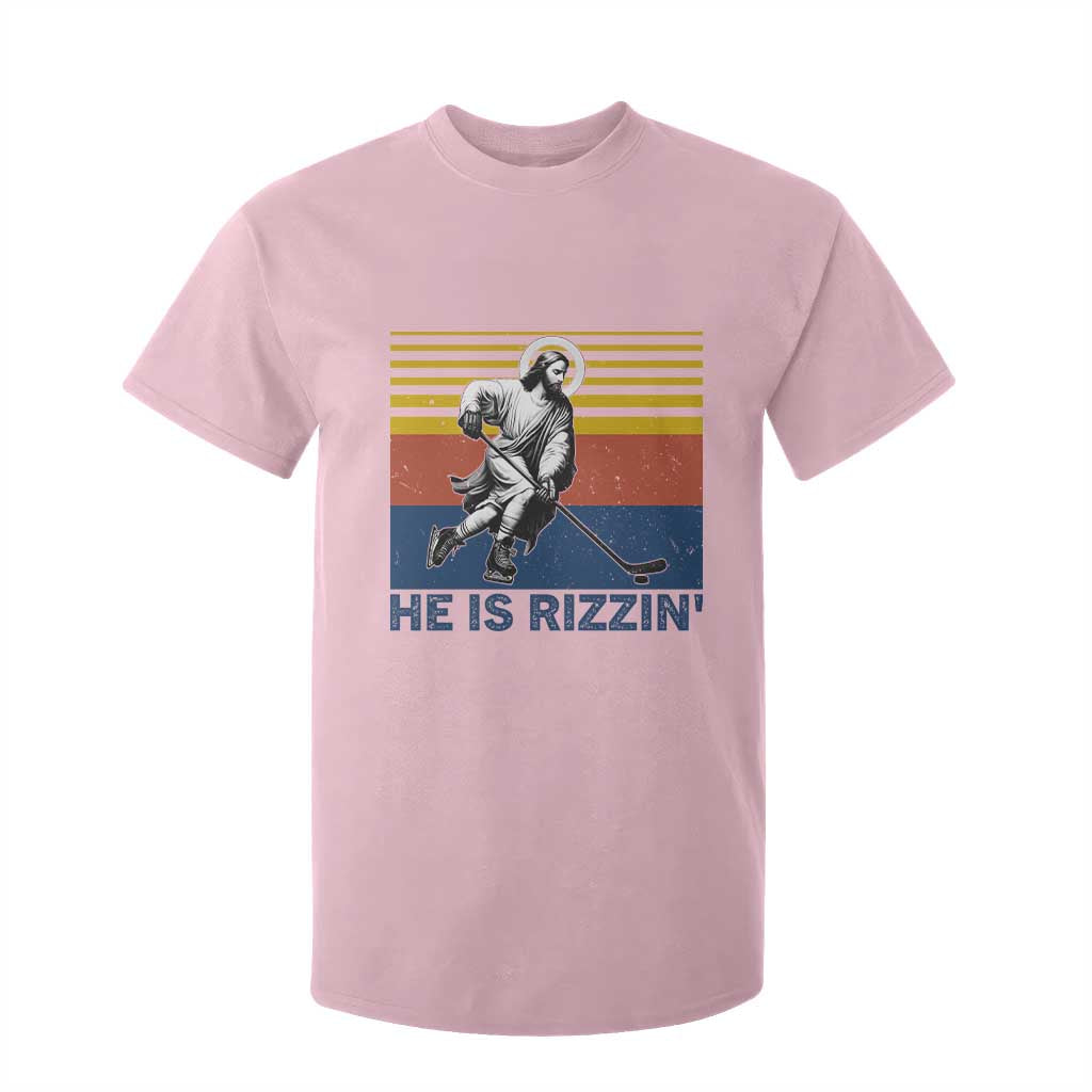 He Is Rizzin T Shirt For Kid Christian Hockey Retro Funny Gift For Believers TS12 Light Pink Print Your Wear