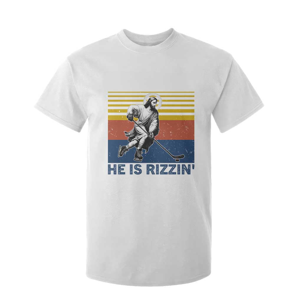 He Is Rizzin T Shirt For Kid Christian Hockey Retro Funny Gift For Believers TS12 White Print Your Wear