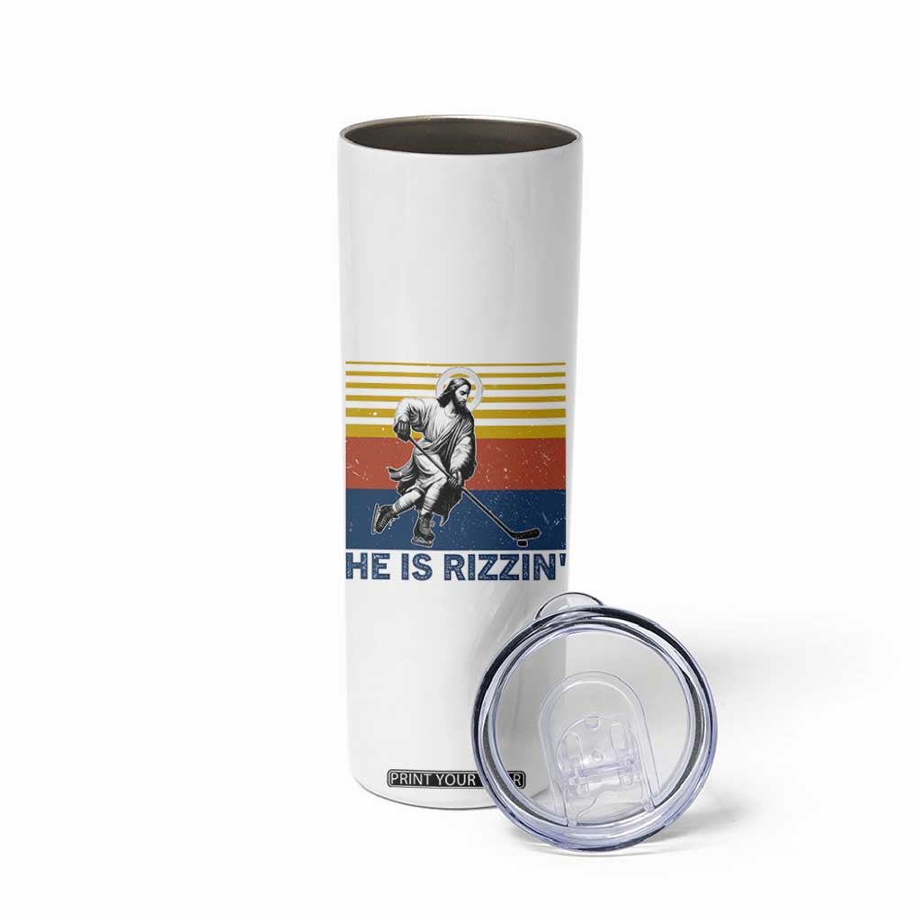 He Is Rizzin Skinny Tumbler Christian Hockey Retro Funny Gift For Believers TS12 Print Your Wear
