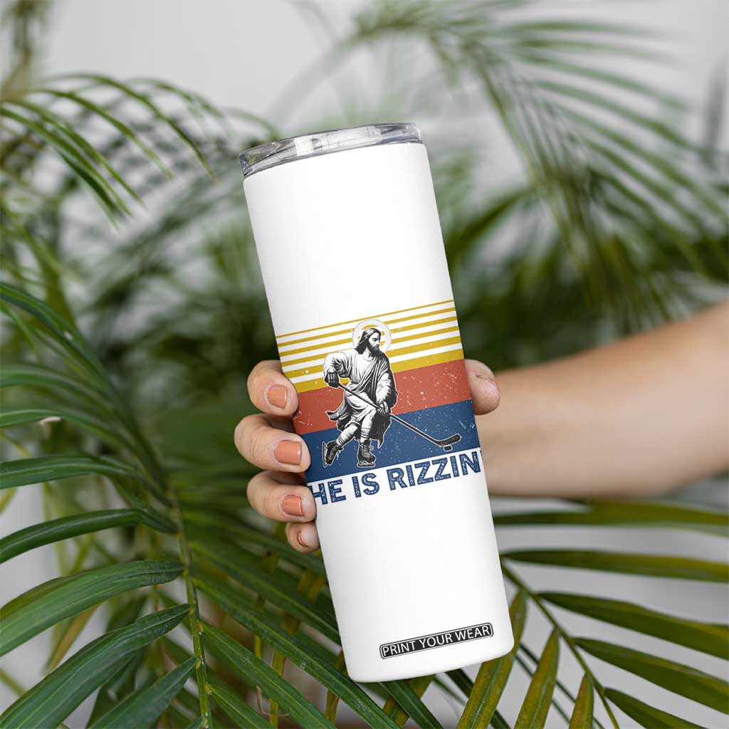 He Is Rizzin Skinny Tumbler Christian Hockey Retro Funny Gift For Believers TS12 Print Your Wear