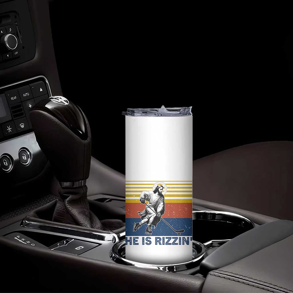 He Is Rizzin Skinny Tumbler Christian Hockey Retro Funny Gift For Believers TS12 Print Your Wear