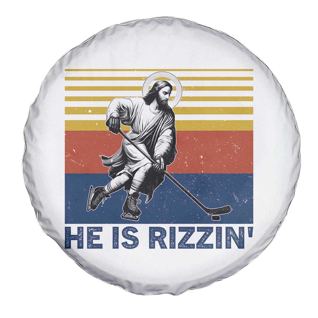 He Is Rizzin Spare Tire Cover Christian Hockey Retro Funny Gift For Believers TS12 Print Your Wear