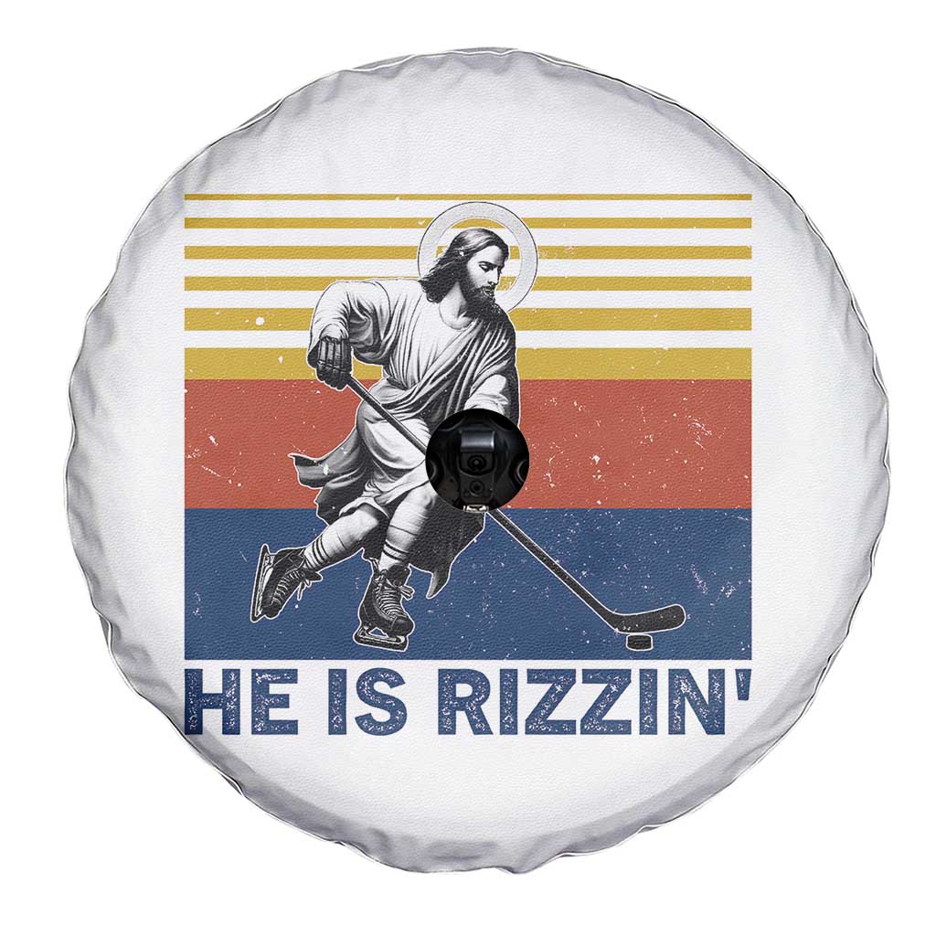 He Is Rizzin Spare Tire Cover Christian Hockey Retro Funny Gift For Believers TS12 Print Your Wear