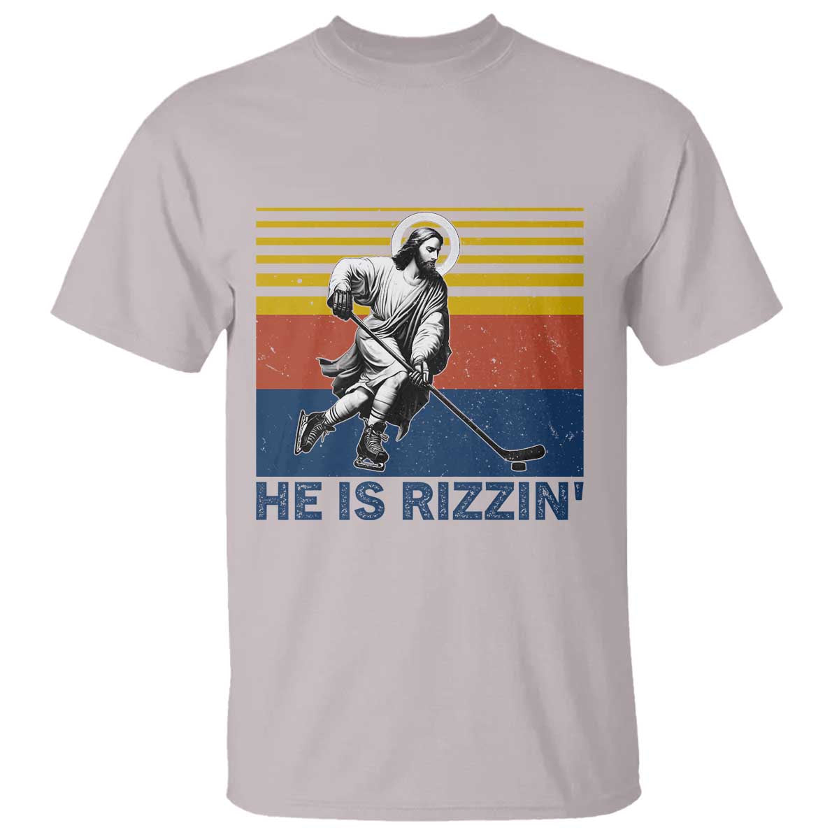 He Is Rizzin T Shirt Christian Hockey Retro Funny Gift For Believers TS12 Ice Gray Print Your Wear