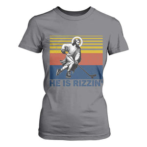He Is Rizzin T Shirt For Women Christian Hockey Retro Funny Gift For Believers TS12 Charcoal Print Your Wear