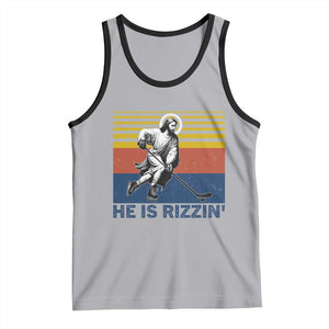 He Is Rizzin Tank Top Christian Hockey Retro Funny Gift For Believers TS12 Athletic Heather Black Print Your Wear