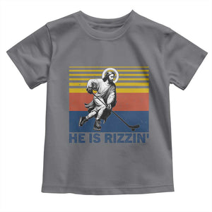 He Is Rizzin Toddler T Shirt Christian Hockey Retro Funny Gift For Believers TS12 Charcoal Print Your Wear