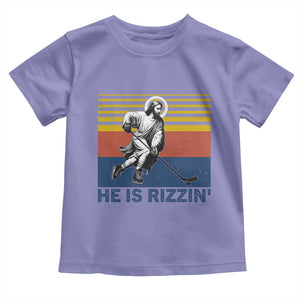 He Is Rizzin Toddler T Shirt Christian Hockey Retro Funny Gift For Believers TS12 Violet Print Your Wear
