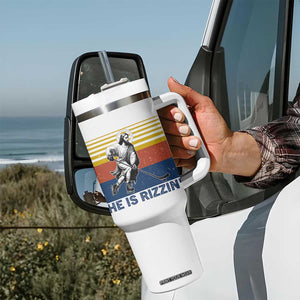 He Is Rizzin Tumbler With Handle Christian Hockey Retro Funny Gift For Believers TS12 Print Your Wear