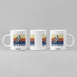 He Is Rizzin Coffee Mug Christian Hockey Retro Funny Gift For Believers TS12 Print Your Wear