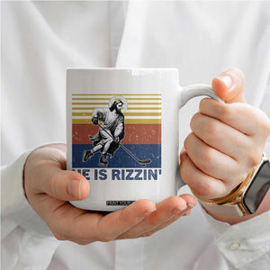 He Is Rizzin Coffee Mug Christian Hockey Retro Funny Gift For Believers TS12 Print Your Wear