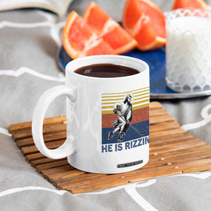 He Is Rizzin Coffee Mug Christian Hockey Retro Funny Gift For Believers TS12 Print Your Wear