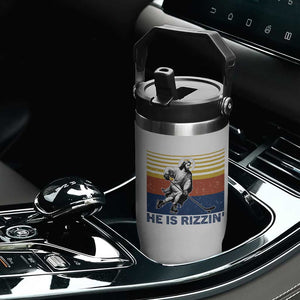 He Is Rizzin Flip Straw Tumbler Christian Hockey Retro Funny Gift For Believers TS12 Print Your Wear