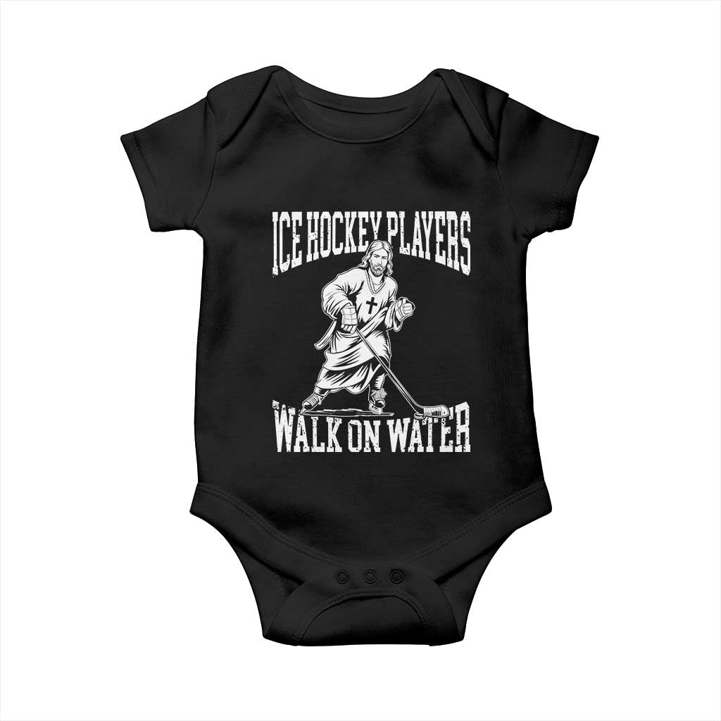 Jesus Ice Hockey Players Walk On Water Baby Onesie Funny Christian Gift TS12 Black Print Your Wear