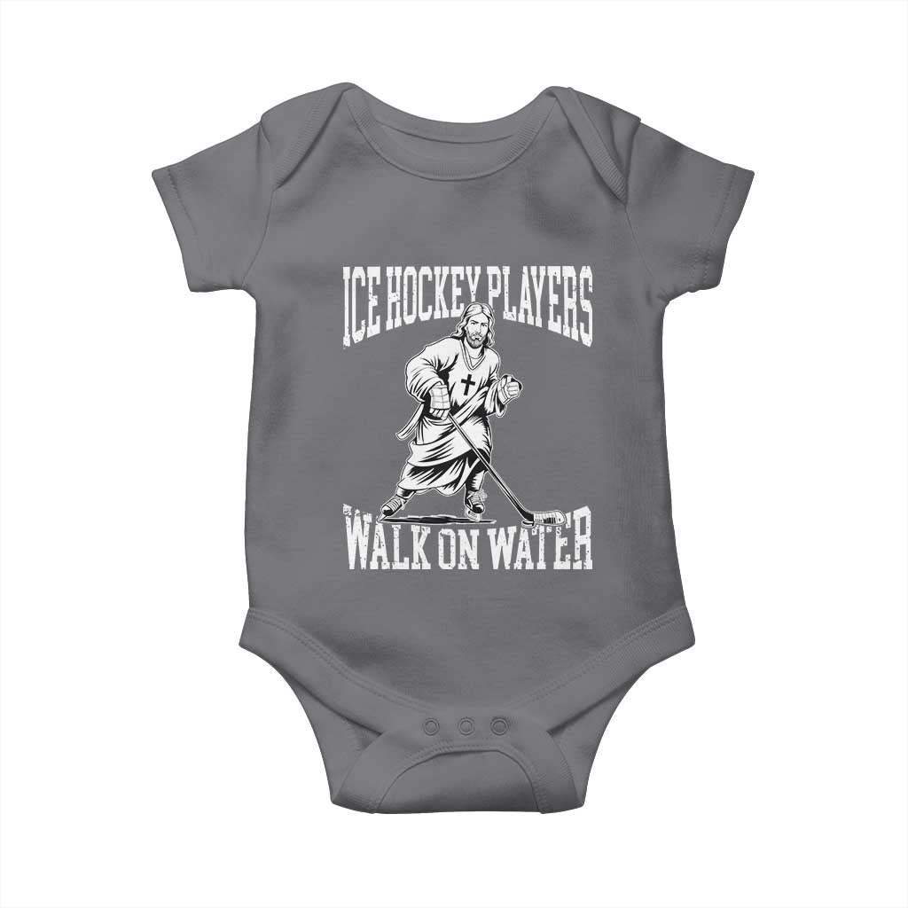 Jesus Ice Hockey Players Walk On Water Baby Onesie Funny Christian Gift TS12 Charcoal Print Your Wear