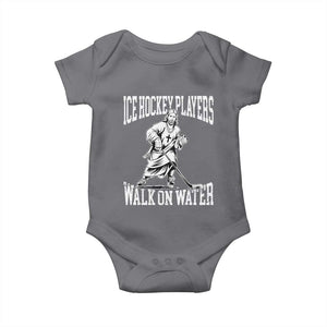 Jesus Ice Hockey Players Walk On Water Baby Onesie Funny Christian Gift TS12 Charcoal Print Your Wear