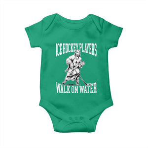 Jesus Ice Hockey Players Walk On Water Baby Onesie Funny Christian Gift TS12 Irish Green Print Your Wear