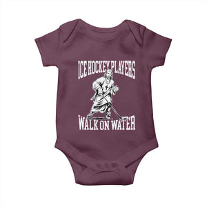 Jesus Ice Hockey Players Walk On Water Baby Onesie Funny Christian Gift TS12 Maroon Print Your Wear