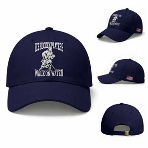 Jesus Ice Hockey Players Walk On Water Baseball Cap Funny Christian Gift TS12 Baseball Cap Universal Fit Dark Blue Print Your Wear