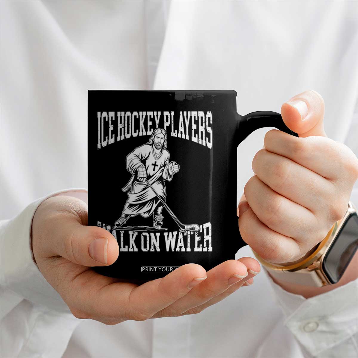 Jesus Ice Hockey Players Walk On Water Coffee Mug Funny Christian Gift TS12 Print Your Wear