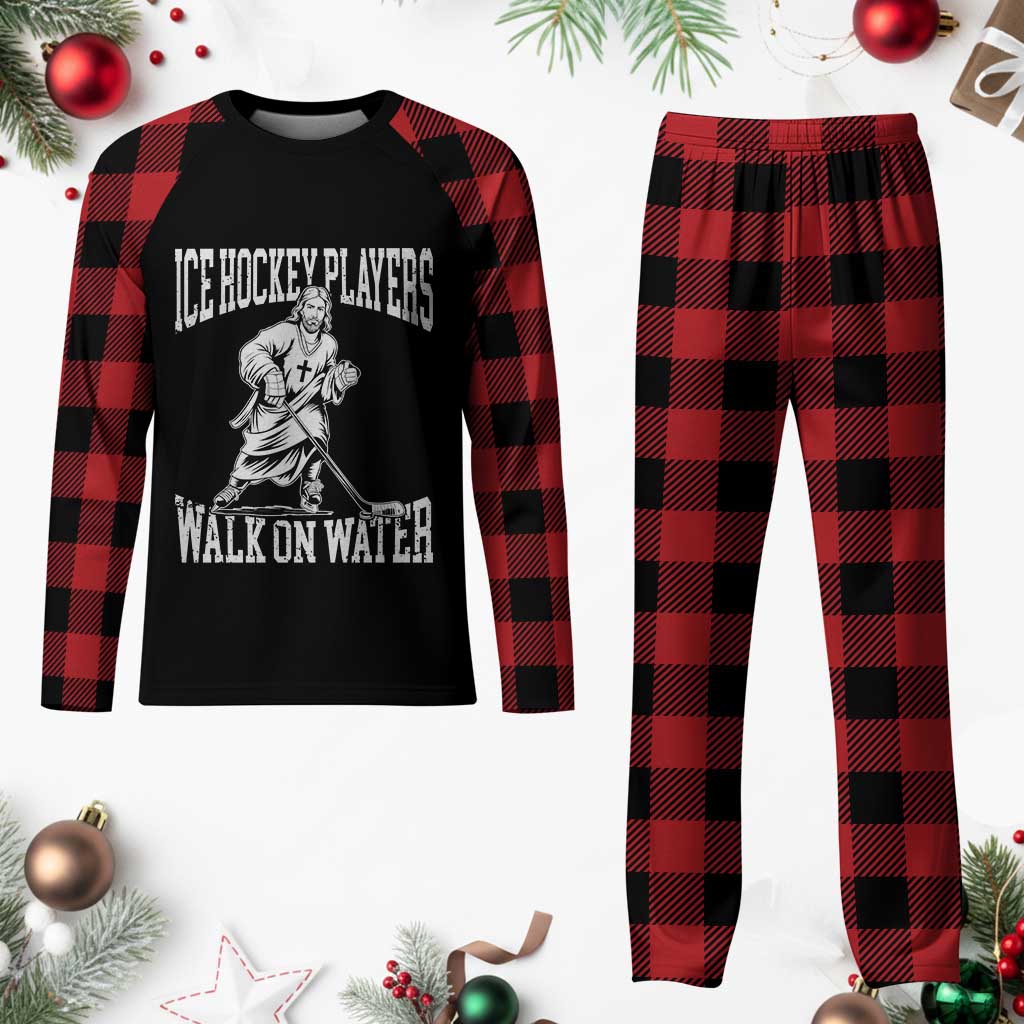 Jesus Ice Hockey Players Walk On Water Plaid Pajama Set Funny Christian Gift TS12 Buffalo Plaid Print Your Wear