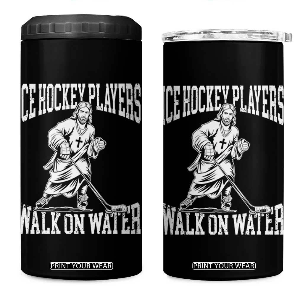 Jesus Ice Hockey Players Walk On Water 4 in 1 Can Cooler Tumbler Funny Christian Gift TS12 One Size: 16 oz Black Print Your Wear