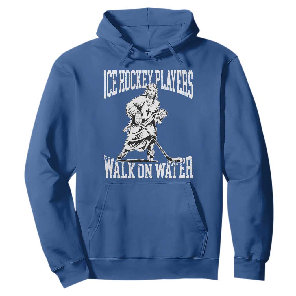 Jesus Ice Hockey Players Walk On Water Hoodie Funny Christian Gift TS12 Royal Blue Print Your Wear
