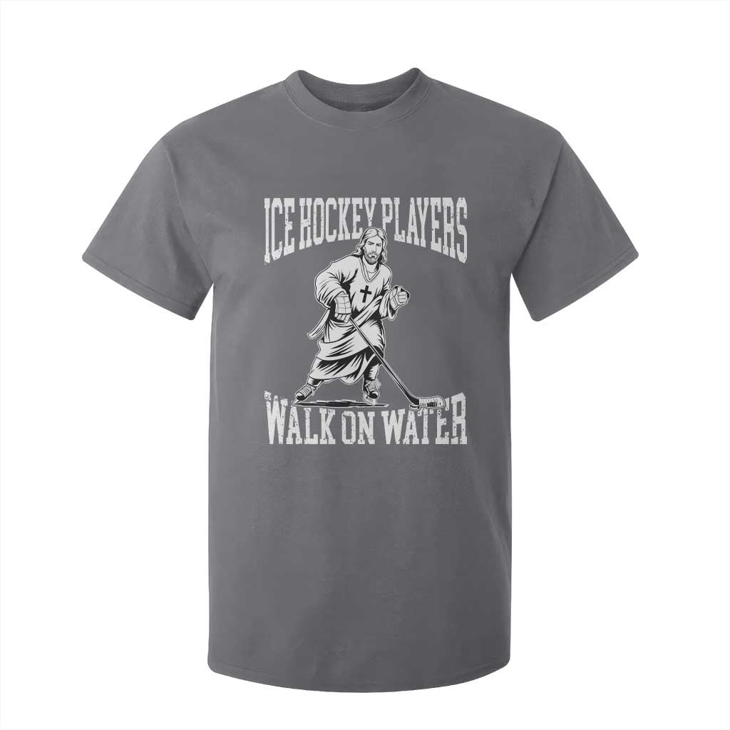 Jesus Ice Hockey Players Walk On Water T Shirt For Kid Funny Christian Gift TS12 Charcoal Print Your Wear