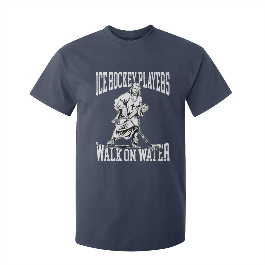 Jesus Ice Hockey Players Walk On Water T Shirt For Kid Funny Christian Gift TS12 Navy Print Your Wear