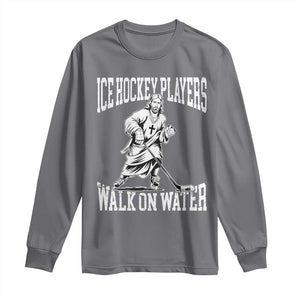 Jesus Ice Hockey Players Walk On Water Long Sleeve Shirt Funny Christian Gift TS12 Charcoal Print Your Wear