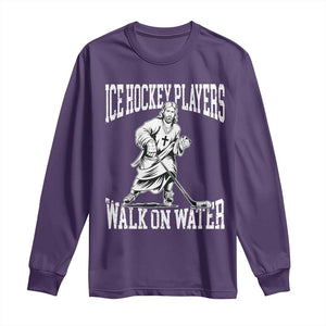 Jesus Ice Hockey Players Walk On Water Long Sleeve Shirt Funny Christian Gift TS12 Purple Print Your Wear
