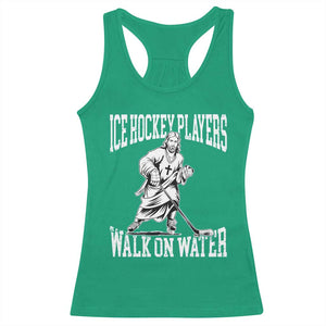 Jesus Ice Hockey Players Walk On Water Racerback Tank Top Funny Christian Gift TS12 Irish Green Print Your Wear